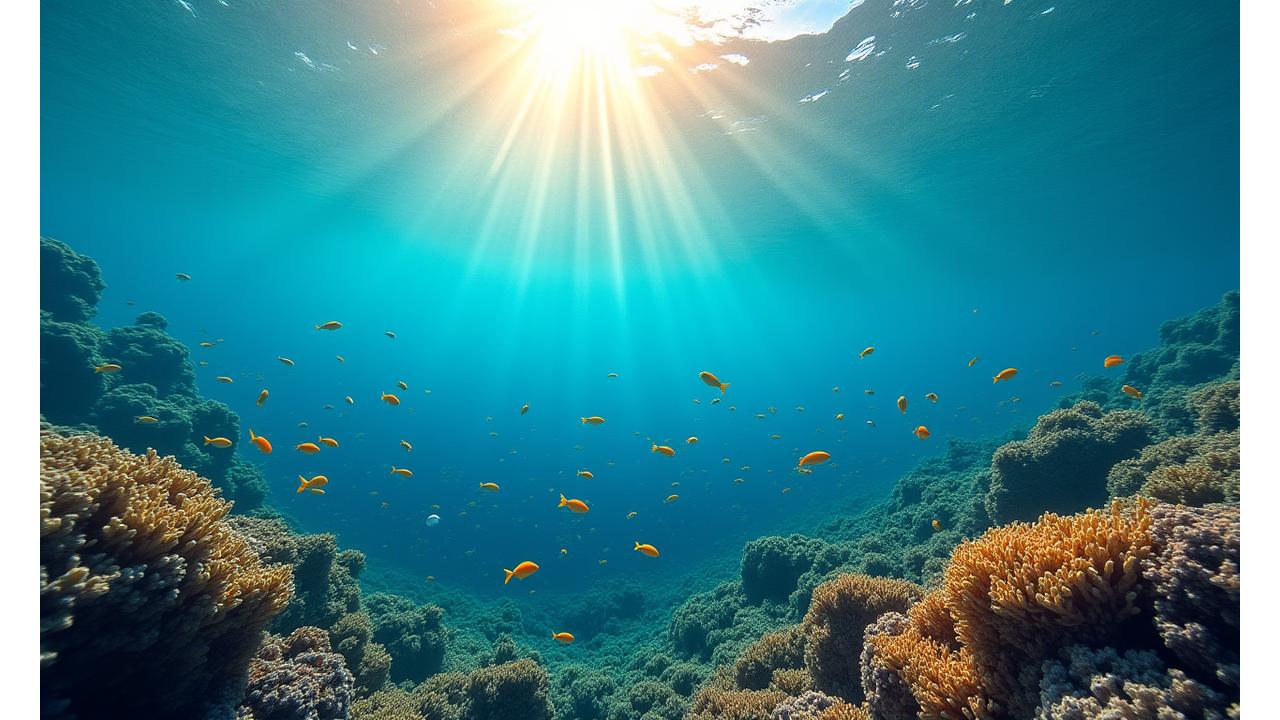 Healthy marine ecosystem with diverse fish and clean water, symbolizing ocean stewardship and marine conservation