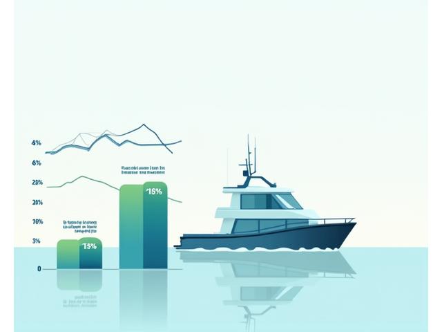 Infographic displaying graphs and charts demonstrating improved fuel efficiency and reduced bycatch, with a silhouette of a well-managed fishing vessel